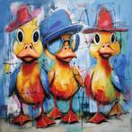 John Joseb Art schilderij grappige gekke kuikens, eend,vogel, Verzenden, Schilderij