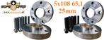 Spacers 25mm Peugeot 307 407 5x108 65,1 Spoorverbreders, Ophalen of Verzenden