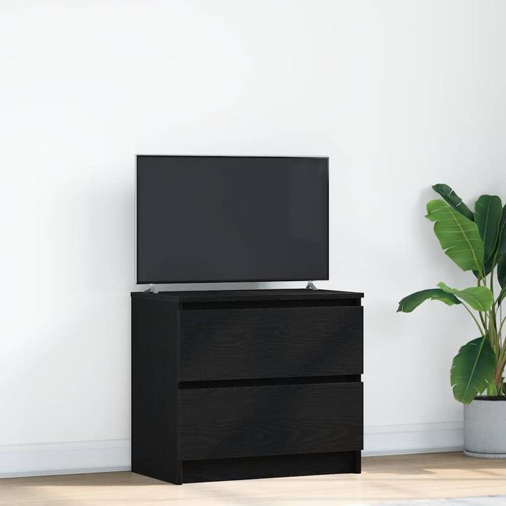 vidaXL Tv-meubel 60x35x54 cm bewerkt hout zwart, Huis en Inrichting, Kasten |Televisiemeubels, Nieuw, Verzenden