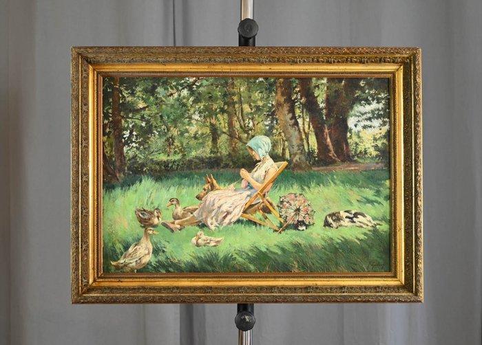 Ferdinand Gueldry (1858-1945) - Ghislaine et ses amis, Antiek en Kunst, Kunst | Schilderijen | Klassiek