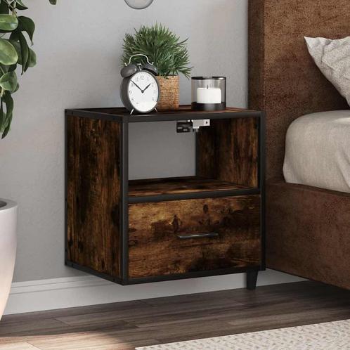 vidaXL Nachtkastje wandgemonteerd 40x31x39,5 cm gerookt, Huis en Inrichting, Slaapkamer | Nachtkastjes, Nieuw, Verzenden
