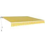 vidaXL Luifel handmatig uittrekbaar 400 cm geel/wit, Tuin en Terras, Verzenden, Nieuw
