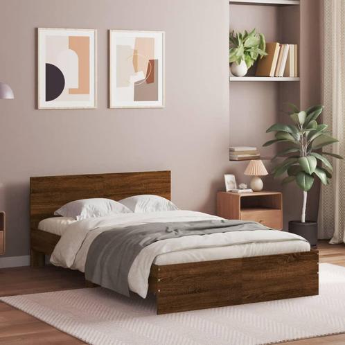 vidaXL Bedframe met hoofdeinde bruin eikenkleur 135x190 cm, Huis en Inrichting, Slaapkamer | Bedden, Nieuw, Verzenden