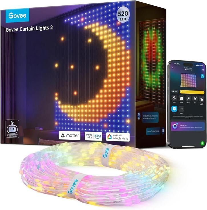 Smart Lichtgordijn - Lichtslinger - Raamdecoratie - 2 stuks, Maison & Meubles, Lampes | Autre, Envoi