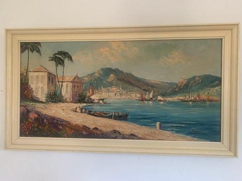 Italiaanse school (XX) - Zicht op zuid Italiaanse kust., Antiek en Kunst, Kunst | Schilderijen | Klassiek