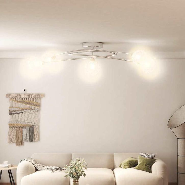 vidaXL Plafondlamp met gaasdraadkapjes 5xG9, Huis en Inrichting, Lampen | Plafondlampen, Nieuw, Verzenden