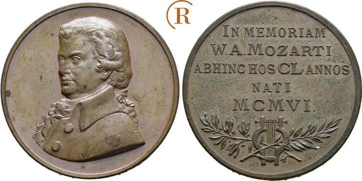 Brons medaille auf Wolfgang Amadeus Mozart 1906 Salzburg..., Postzegels en Munten, Penningen en Medailles, Verzenden