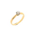 18 Krt. Gouden solitair ring met bolsjewiek diamant | Ca...., Bijoux, Sacs & Beauté, Bagues, Ophalen of Verzenden