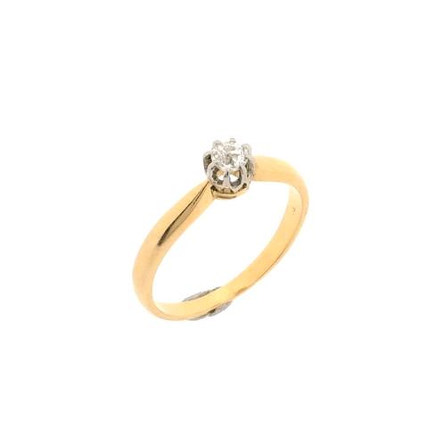 18 Krt. Gouden solitair ring met bolsjewiek diamant | Ca...., Bijoux, Sacs & Beauté, Bagues, Enlèvement ou Envoi