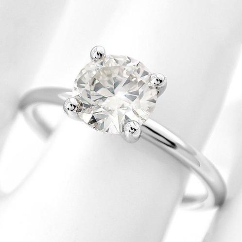 Zonder Minimumprijs - Ring - 14 karaat Witgoud -  1.06ct., Handtassen en Accessoires, Ringen