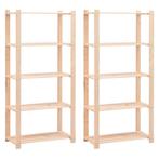 vidaXL Opbergrekken 5-laags 2 st 80x38x170 cm grenenhout 250, Huis en Inrichting, Kasten | Stellingkasten, Verzenden, Nieuw