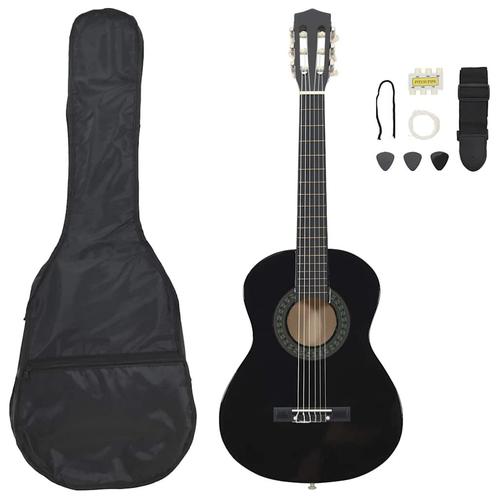 vidaXL 8-delige Gitaarset klassiek beginner 1/2 34 zwart, Muziek en Instrumenten, Snaarinstrumenten | Gitaren | Akoestisch, Nieuw