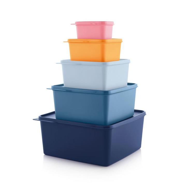 Tupperware Opbergdozen Vierkant (5), Huis en Inrichting, Keuken | Tupperware, Nieuw, Verzenden