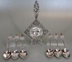 Theezeef 1933 & 6 theelepels, bloem en bladmotief - Gebr., Antiek en Kunst