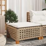 vidaXL Tuinkruk met kussen 63,5x56x32 cm poly rattan beige, Verzenden, Nieuw