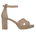 Manfield - Dames - Beige suède sandalen met hak - Maat 39, Verzenden, Nieuw