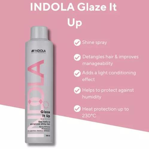 Indola Glaze It Up Shine Spray (Finishing Spray), Handtassen en Accessoires, Uiterlijk | Haarverzorging, Nieuw, Verzenden