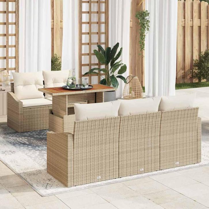 vidaXL Tuin Eettafel Set met kussen Beige en Crème 100 x 55, Jardin & Terrasse, Ensembles de jardin, Envoi