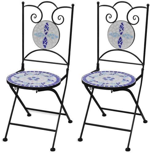 Bistrostoelen Blauw Wit | Retour Deal | -35% Korting!, Tuin en Terras, Tuinstoelen, Nieuw, Metaal, Verzenden