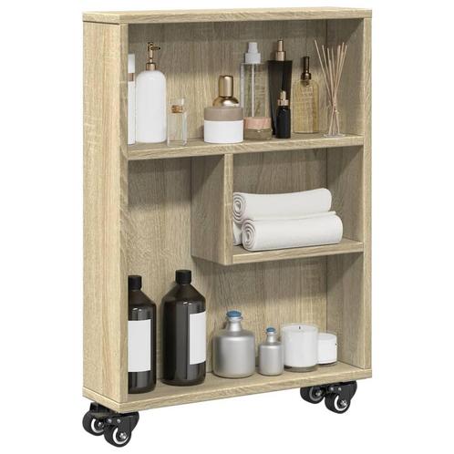 vidaXL Opbergtrolley smal 48x13x68 cm bewerkt hout sonoma, Huis en Inrichting, Kasten | Boekenkasten, Nieuw, Verzenden