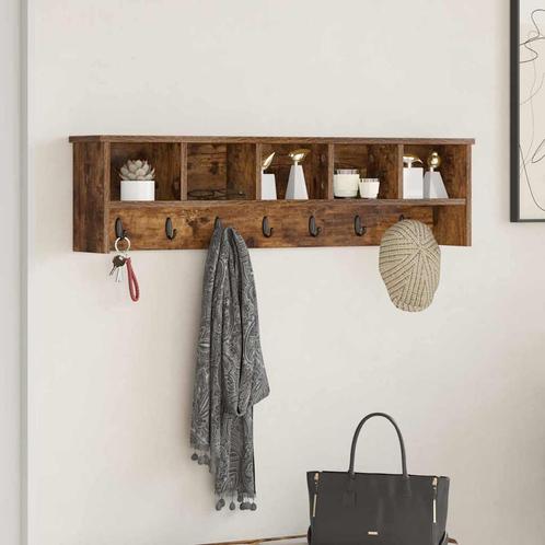 vidaXL Wandgemonteerde kapstok Gerookt eiken 100 x 16 x 26, Maison & Meubles, Armoires | Armoires murales, Envoi