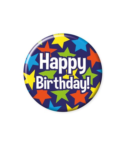 Button Happy Birthday 5,5cm, Hobby en Vrije tijd, Feestartikelen, Nieuw, Verzenden