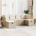 vidaXL 6-delige Loungeset met kussens poly rattan beige, Verzenden, Loungeset