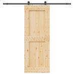 vidaXL Schuifdeur met beslag 85x210 cm massief grenenhout, Doe-het-zelf en Bouw, Verzenden, Nieuw