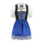 Trachtenspaß Dirndl blauw-wit geruit/zwart, Verzenden, Nieuw