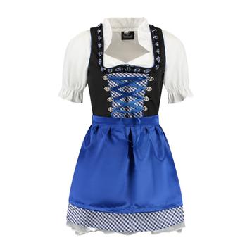 Trachtenspaß Dirndl blauw-wit geruit/zwart, Verzenden