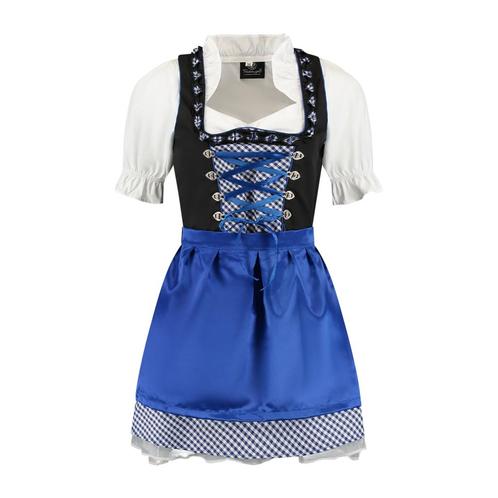 Trachtenspaß Dirndl blauw-wit geruit/zwart, Hobby en Vrije tijd, Feestartikelen, Nieuw, Verzenden