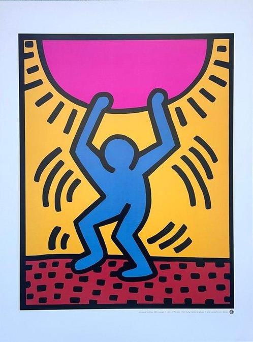 Keith Haring - International Youth Year - Offset lithography, Antiek en Kunst, Kunst | Designobjecten