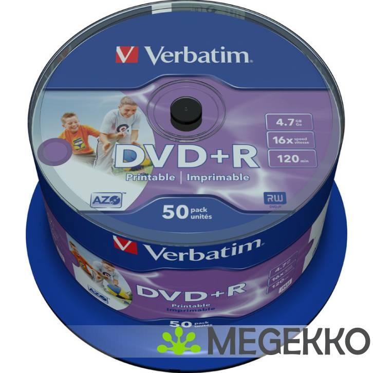 Verbatim DVD+R 16X 50st. Cakebox Printable, Computers en Software, Overige Computers en Software, Nieuw, Verzenden