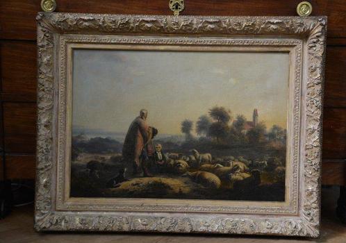 Charles-Amand-Patient Fouqué (XIX) - Landschap met herder en, Antiek en Kunst, Kunst | Schilderijen | Klassiek