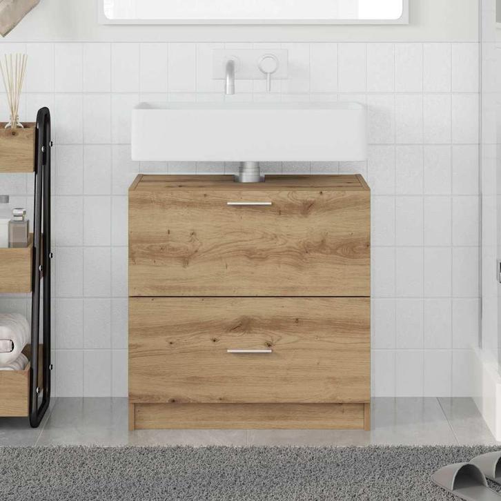 vidaXL Wastafelkast Artisan Eiken 59 x 37 x 59 cm Bewerkt, Huis en Inrichting, Tafels | Kaptafels, Nieuw, Verzenden