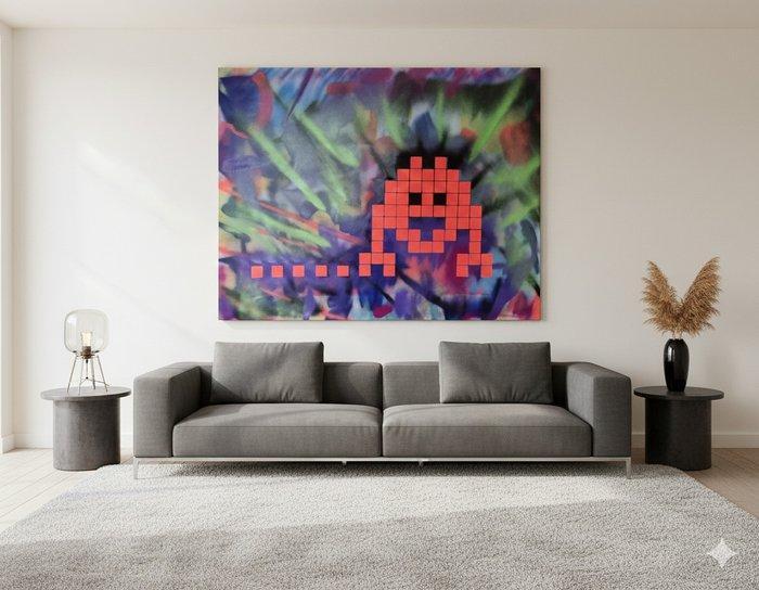 LURNC LXX 1969 - NEON INVASION - SPACE INVADERS - RETRO, Antiek en Kunst, Kunst | Schilderijen | Modern
