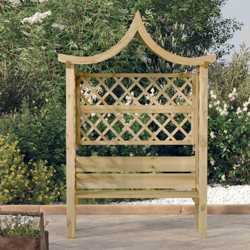 vidaXL Pergola met dak en bank geïmpregneerd grenenhout, Tuin en Terras, Palen, Balken en Planken, Nieuw, Verzenden