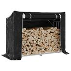 vidaXL Haardhoutrek met regenhoes 151x60,5x110,5 cm staal, Tuin en Terras, Verzenden