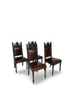 Chaise (6) - Acajou, Cuir, Laiton - Style Louis XV