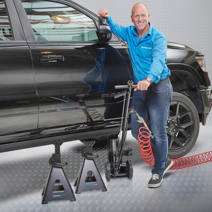 Datona Krik 22 ton met set assteunen 6 ton - Datona - Zwart, Auto diversen, Krikken, Ophalen of Verzenden