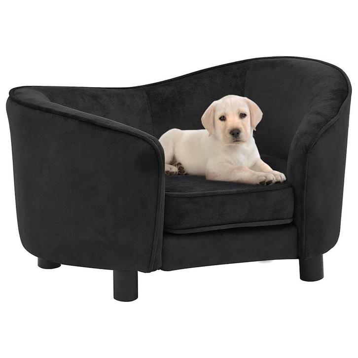 vidaXL Hondenbank 69x49x40 cm pluche zwart, Dieren en Toebehoren, Honden-accessoires, Nieuw, Verzenden
