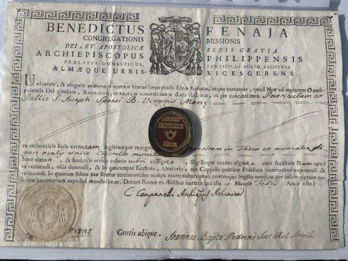 Reliekhouder - Brons, Glas, Textiel - 1805 - Ex Pallio van, Antiek en Kunst, Kunst | Niet-Westerse kunst