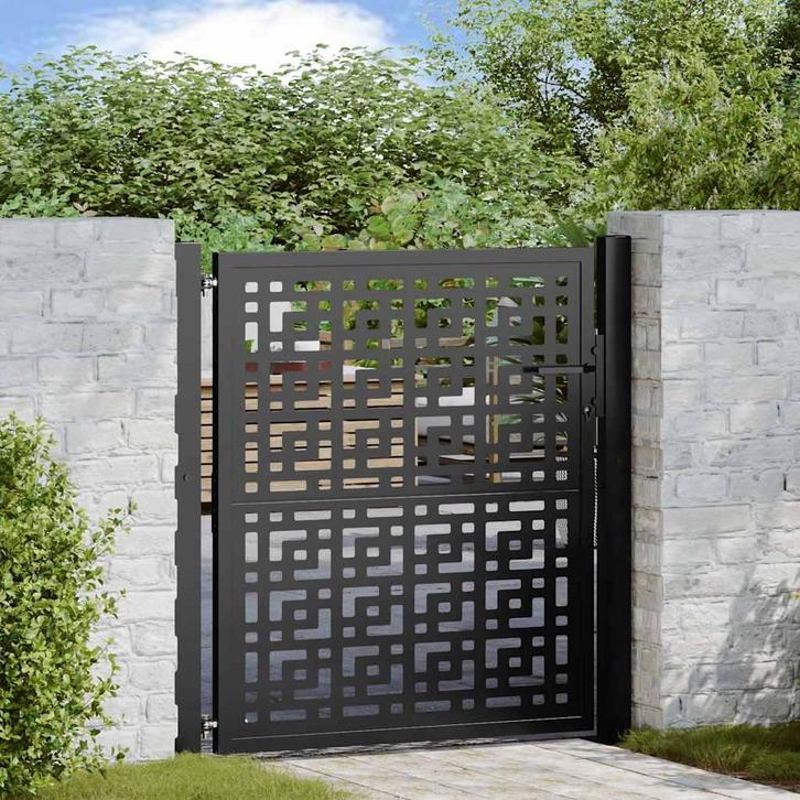 vidaXL Poort met kruisontwerp 100x100 cm staal zwart, Jardin & Terrasse, Portes de jardin, Envoi