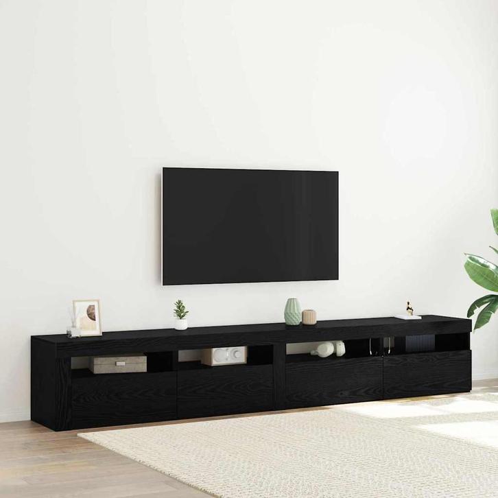 vidaXL TV-meubel Set 3 pcs Zwart eiken 240 x 35 x 40 cm, Huis en Inrichting, Kasten |Televisiemeubels, Nieuw, Verzenden
