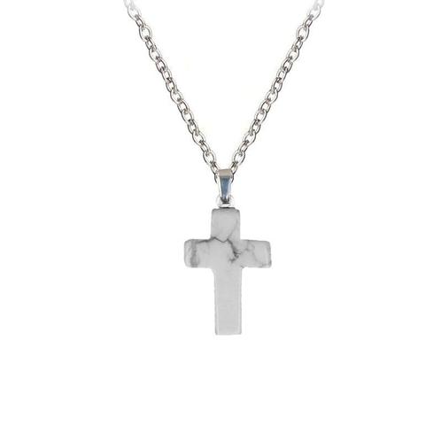 Fako Bijoux® - Ketting - Kruisje Mini - Howliet -, Handtassen en Accessoires, Kettingen, Verzenden