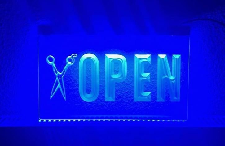 Kapper barber OPEN neon bord lamp LED verlichting lichtbak, Huis en Inrichting, Lampen | Overige, Nieuw, Verzenden