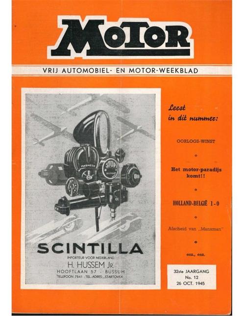 1945 MOTOR MAGAZINE 12 NEDERLANDS, Livres, Autos | Brochures & Magazines