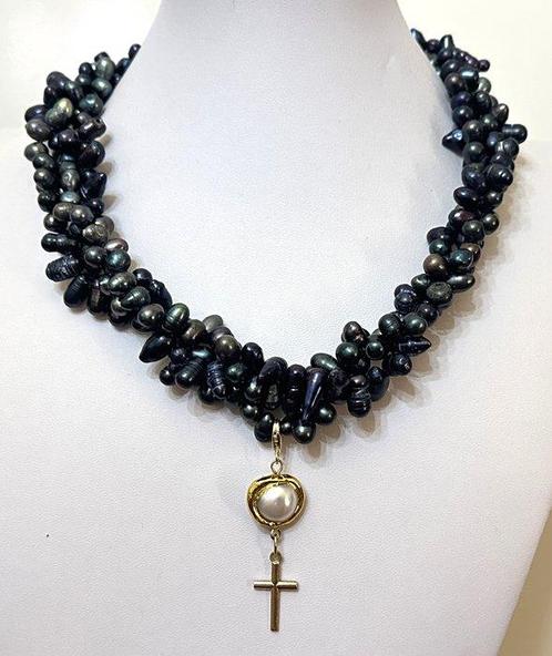 Zwart parelhalsband NATURAL met loshanger met witte parel en, Antiek en Kunst, Antiek | Boeken en Manuscripten