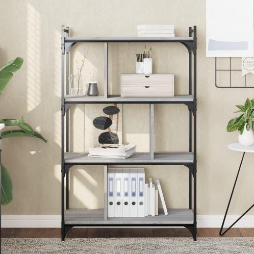 vidaXL Boekenkast 4-laags 76x32x123 cm bewerkt hout grijs, Huis en Inrichting, Kasten | Boekenkasten, Nieuw, Verzenden