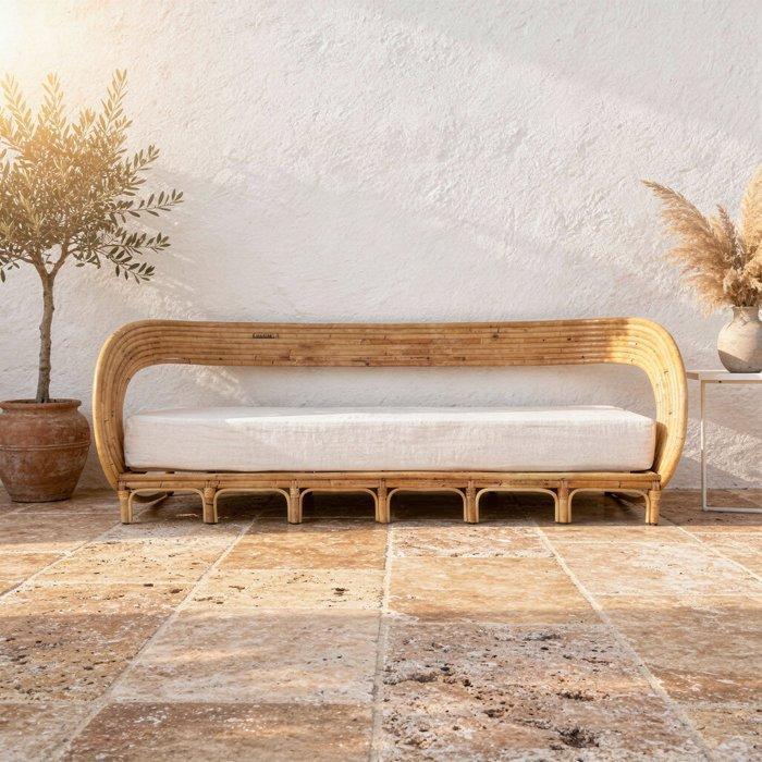 DECO - Banc de jardin - ROTIN - Canapé artisanal en rotin, Antiek en Kunst, Curiosa en Brocante